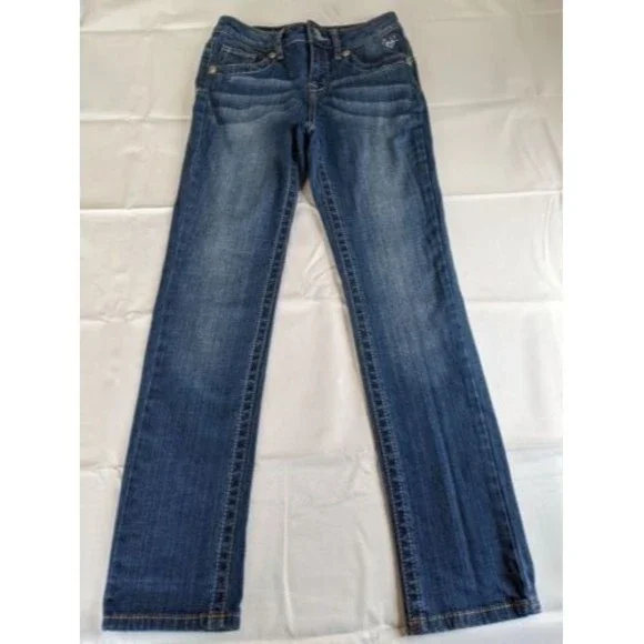 Justice Blue Denim Jeans Girls size 10R Capris Set of 3 Distressed Dark Wash - Picture 6 of 14
